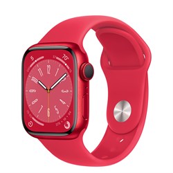 Apple Watch Series 8, 41 мм, корпус из алюминия цвета (PRODUCT)RED, спортивный ремешок цвета (PRODUCT)RED, размер S/M (130-180мм) - фото 52811