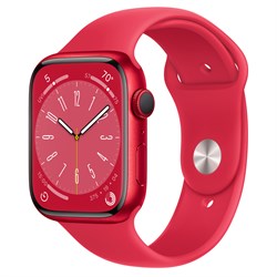 Apple Watch Series 8, 45 мм, корпус из алюминия цвета (PRODUCT)RED, спортивный ремешок цвета (PRODUCT)RED, два ремешка в комплекте - фото 52821