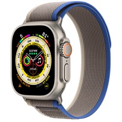 Умные часы Watch Ultra, 49 мм, корпус из титана, ремешок титановый/сине-серый, Trail Loop (S/M 130-180мм) - фото 52830