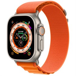 Умные часы Watch Ultra, 49 мм, корпус из титана, ремешок титановый/оранжевый, Alpine Loop (S 130-160мм) - фото 52840