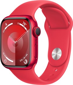 Watch Series 9, 45 мм, корпус из алюминия в цвете (PRODUCT)RED (Красный), спортивный ремешок в цвете (PRODUCT)RED (Красный), размер S/M (140-190 мм) - фото 54143