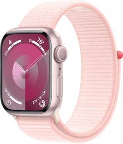 Watch Series 9, 45 мм, корпус из алюминия в цвете Pink (Розовый), нейлоновый ремешок в цвете Light Pink (Нежно-Розовый) - фото 54217