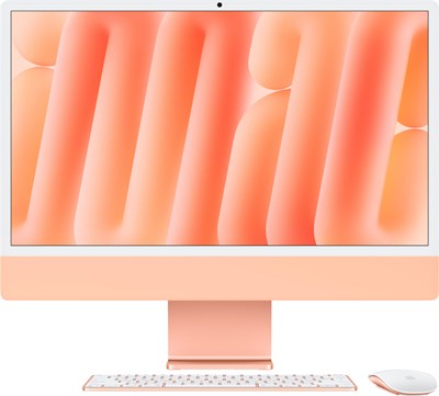 iMac 24 2024, M4 (10c CPU, 10с GPU), RAM 16 ГБ, SSD 256 ГБ, английская раcкладка (KB-US), Orange (Оранжевый), Part Num, Standard glass 1001046 - фото 70858