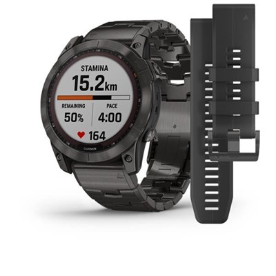 Garmin Fenix 7x Sapphire Solar 51мм Carbon Gray DLC Titanium, Carbon Gray DLC Vented Titanium Band 15331