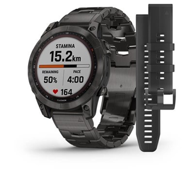Garmin Fenix 7 Sapphire Solar 47мм Carbon Gray DLC Titanium, Carbon Gray DLC Vented Titanium Band 15332