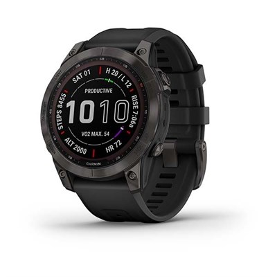 Garmin Fenix 7 Sapphire Solar 47мм Carbon Gray DLC Titanium, Black Band 15335