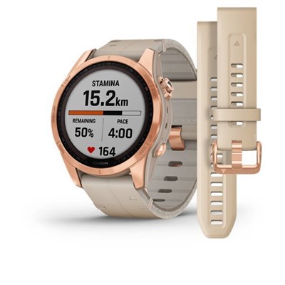 Garmin Fenix 7S Sapphire Solar 42мм Rose Gold Titanium, Limestone Leather Band 15336