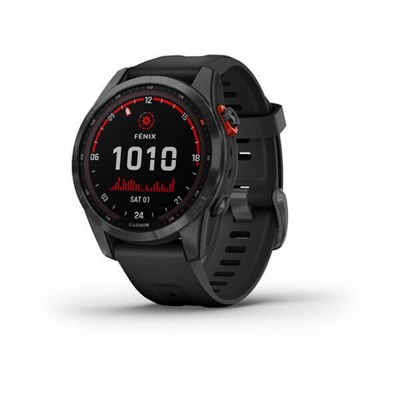 Garmin Fenix 7S Sapphire Solar 42 мм Slate Gray DLC Titanium, Black Silicone Band 15340