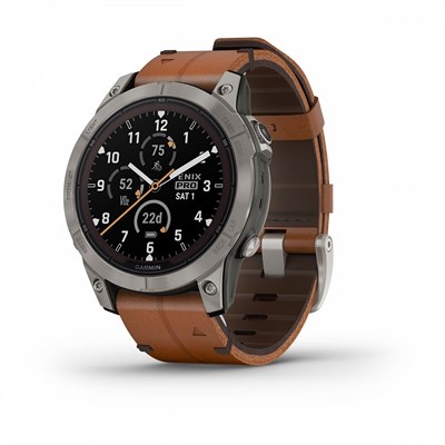 Garmin Fenix 7 Pro Sapphire Solar 47мм Titanium, Brown Leather Band 15347