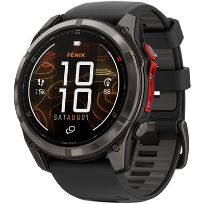Garmin Fenix 8 Pro Sapphire MicroLed 51мм, Carbon Gray DLC Titanium, Black/Gray Silicone Band 15349