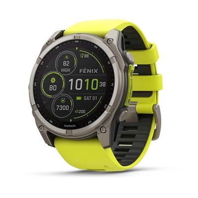 Garmin Fenix 8 Sapphire Solar 51мм Titanium, AMP Yellow/Graphite Silicone Band 15357