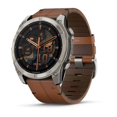 Garmin Fenix 8 Sapphire Amoled 51мм Titanium, Chestnut Leather Band and Graphite Silicone Band 15358