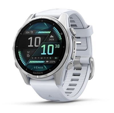 Garmin Fenix 8 Amoled 43мм Silver, White Stone Silicone Band 15369