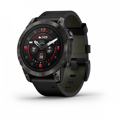 Garmin Epix Pro (Gen 2) Sapphire Edition 47 mm, Titanium Charcoal Gray DLC, Black Leather Band 15448