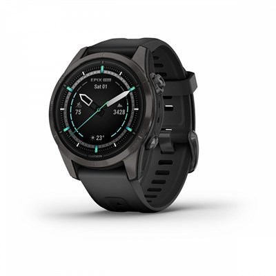 Garmin Epix Pro (Gen 2) Sapphire Edition 42 mm, Titanium Charcoal Gray DLC, Black Silicone Band 15454