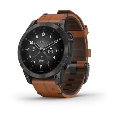 Garmin Epix (Gen 2) 47 mm Sapphire Titanium Black, Brown Leather Band 15457