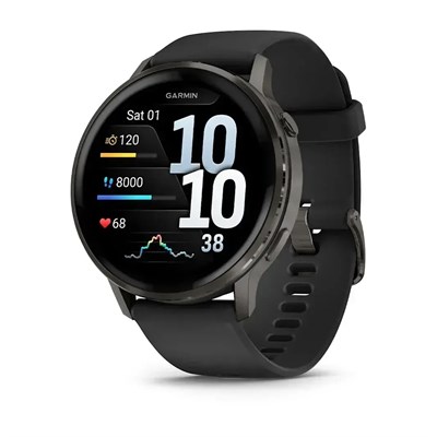 Garmin Venu 4 45мм Slate, Black Silicone Band 15503