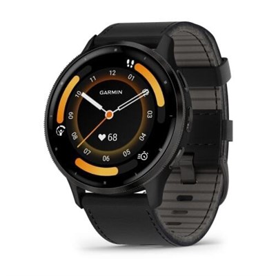 Garmin Venu 3 45мм Black, Gray Bezel и Leather Band 15509
