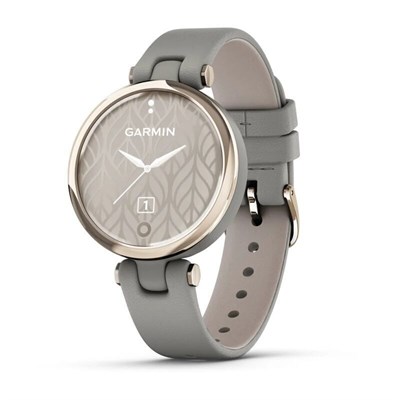 Garmin Lily Cream-Colored Bezel, Gray Case, Silicone Band 15552