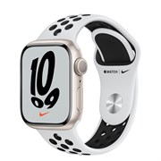 Apple Watch Series 7 41mm, Корпус из алюминия цвета Starlight (Сияющая звезда) • Спортивный ремешок Nike MKN33RU