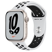 Apple Watch Series 7 45mm, Корпус из алюминия цвета Starlight (Сияющая звезда) • Спортивный ремешок Nike MKNA3LL