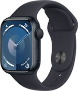 Apple Watch Series 9, 45 мм, корпус из алюминия цвета Midnight (Тёмная ночь), спортивный ремешок цвета Midnight (Тёмная ночь), размер S/M (150-200мм)