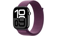 Watch Series 10, 46 мм, Jet Black, Алюминиевый корпус с Plum Sport Loop MWX13-MXL63