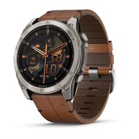 Garmin Fenix 8 Sapphire Amoled 51мм Titanium, Chestnut Leather Band and Graphite Silicone Band 15358