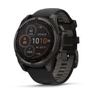 Garmin Fenix 8 Sapphire Solar 47мм Carbon Gray DLC Titanium, Black/Pebble Gray Silicon Band 15362