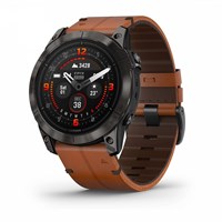 Garmin Epix Pro (Gen 2) Sapphire Edition 51 mm, Titanium Charcoal Gray DLC, Brown Leather Band 15445