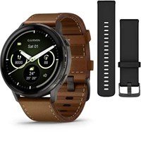 Garmin Venu 4 45мм Slate, Black Silicone Band and Brown Leather Band 15501