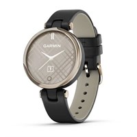 Garmin Lily Cream-Colored Bezel, Black Case, Italian Leather Band 15544